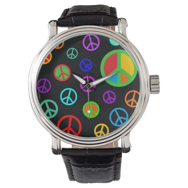Montre PEACE - motif plat multicolore + votre backgr. (devant)