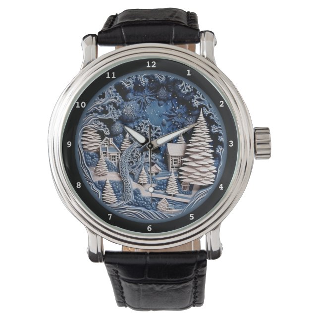Montre Peaceful Winter Village Under Moonlight (devant)