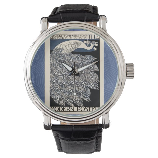 Montre Peacock Vintage Bleu Art Nouveau (devant)