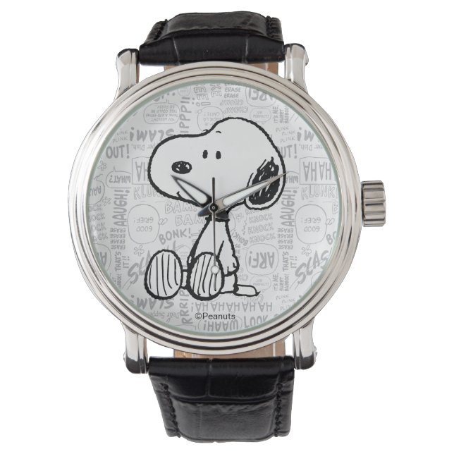 Montre PEANUTS | Snoopy on Black White Comics (devant)