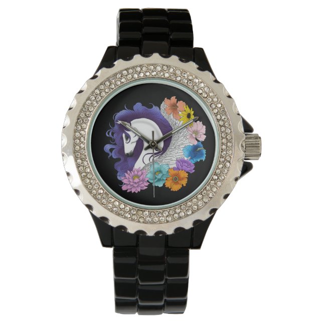 Montre Pegasus Black Floral (devant)