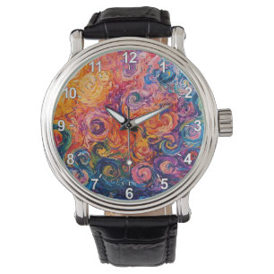 Montre Peinture à l'huile de tourbillons psychédélique