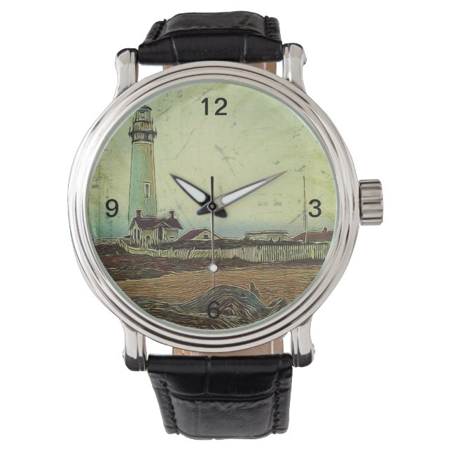 Montre peinture à l'huile mer plage nautique Phare (devant)