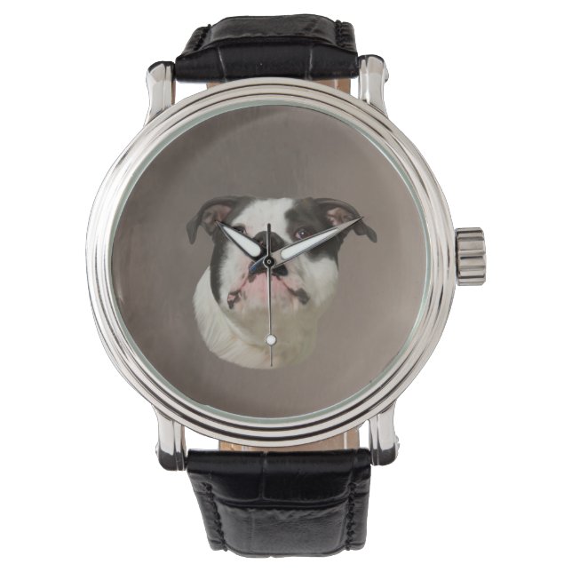 Montre Peinture couleur d'eau Bulldog (devant)