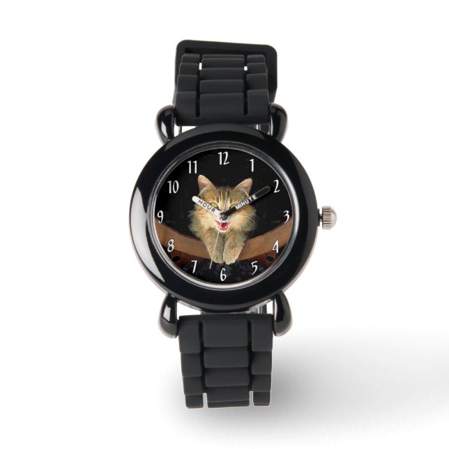 Montre Peinture de chat Mad - Cute Original Cat Art (Recto)