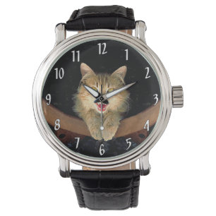 Montre Peinture de chat Mad - Cute Original Cat Art