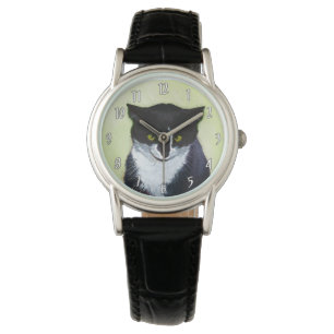 Montre Peinture de chat Tuxedo - Cute Original Cat Art