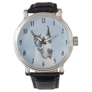 Montre Peinture de Great Dane (Arlequin) - Art original d