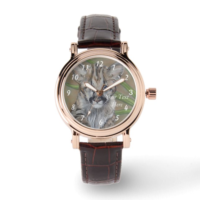 Montre peinture de la faune du grand chat cougar kitten (Recto)