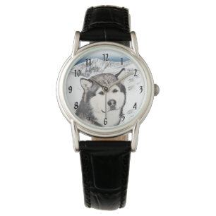 Montre Peinture de malamut en Alaska - jolie art original