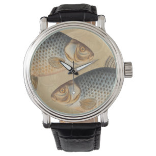Montre peinture de pêche de carpe dessin d'eau douce 