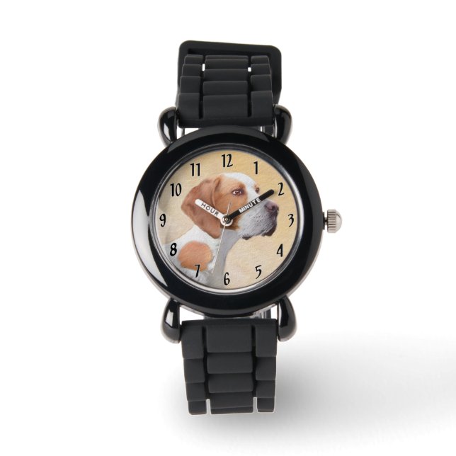 Montre Peinture de pointeur - jolie art original de chien (Recto)