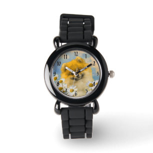 Montre Peinture de Pomeranian dans les Pâquerettes - Art 