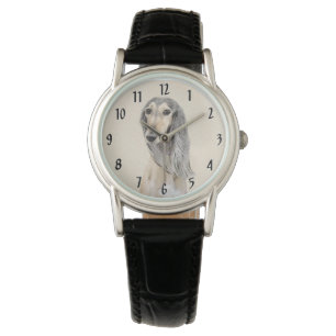 Montre Peinture de Saluki (Fauve) - Art de chien original