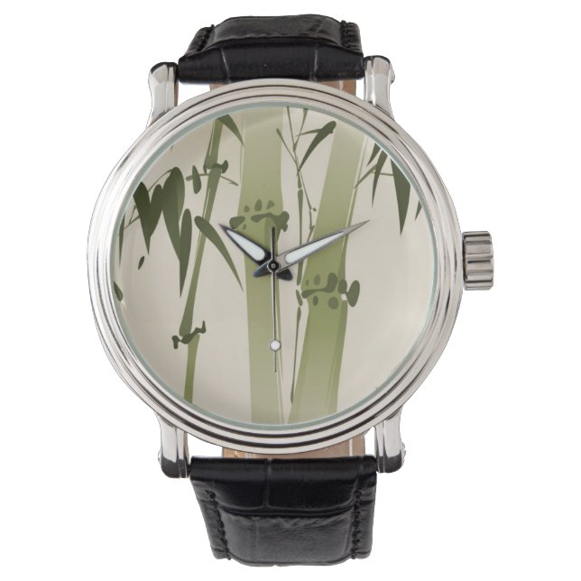 Montre Peinture de style oriental, branches de bambou 2 (devant)
