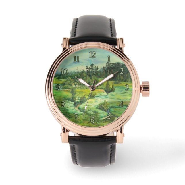Montre peinture de vallée verte Aquarelle (Recto)