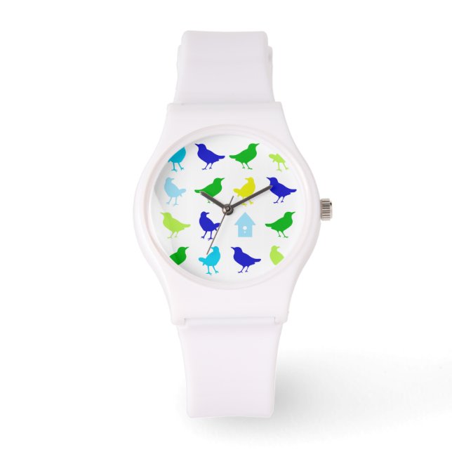 Montre Peinture d'oiseaux colorés par Chariklia Zarris (Recto)