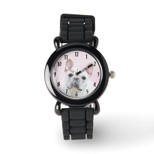 Montre Peinture française de Bulldog (Crème/Blanc) - Art  (Recto)