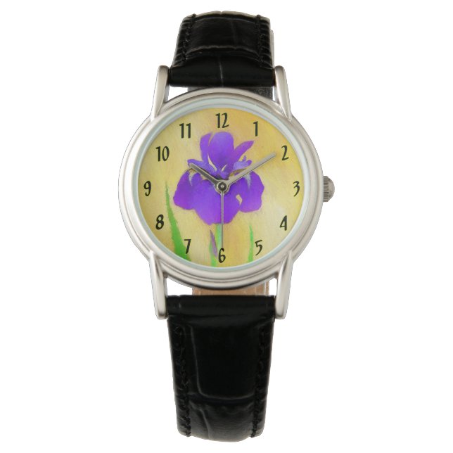 Montre Peinture Iris à cordes - Art Fleur d'origine (devant)