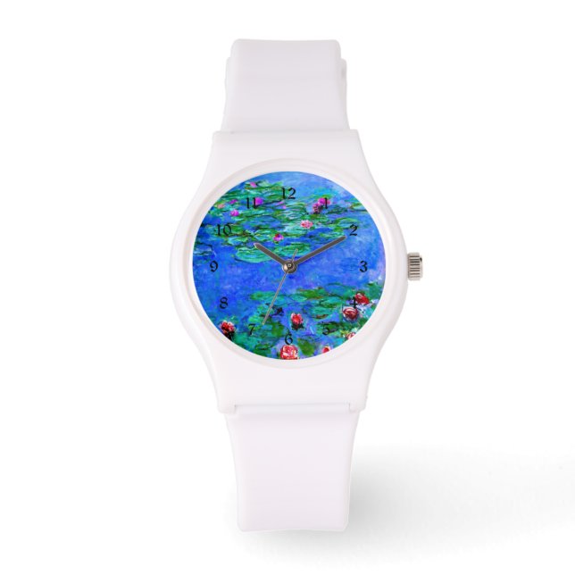 Montre Peinture Monet : Lys d'eau, OEuvre rouge (Recto)
