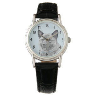 Montre Peinture norvégienne Elkhound - Art original Chien