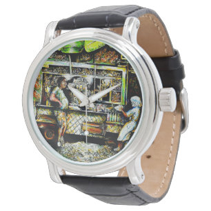 Montre Peinture originale d'un pêcheur sur l'île Harbour,
