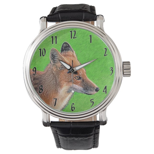 Montre Peinture Red Fox - Art original de la faune (devant)