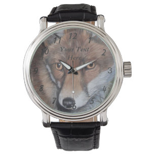 Montre peinture renard rouge couleur pleine faune cool
