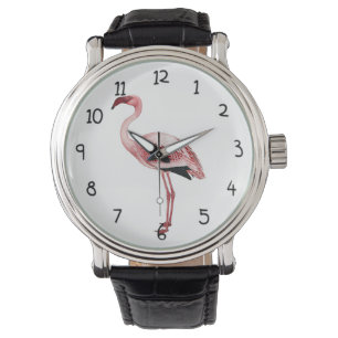 Montre Peinture rose vintage de Flamant rose
