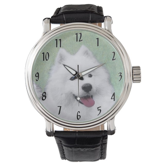 Montre Peinture Samoyed - Cute Original Chien Art (devant)