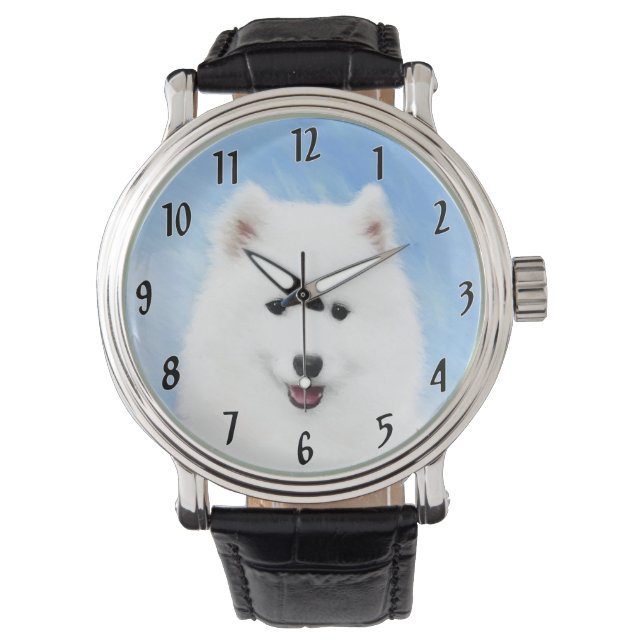 Montre Peinture Samoyed Puppy - Jolie Art Original Chien (devant)