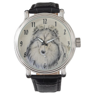 Montre Peinture Shetland Sheepdog - Jolie art original ch