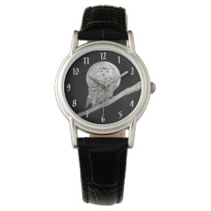 Montre Peinture sur la Chouette neigeuse et la Lune - Art