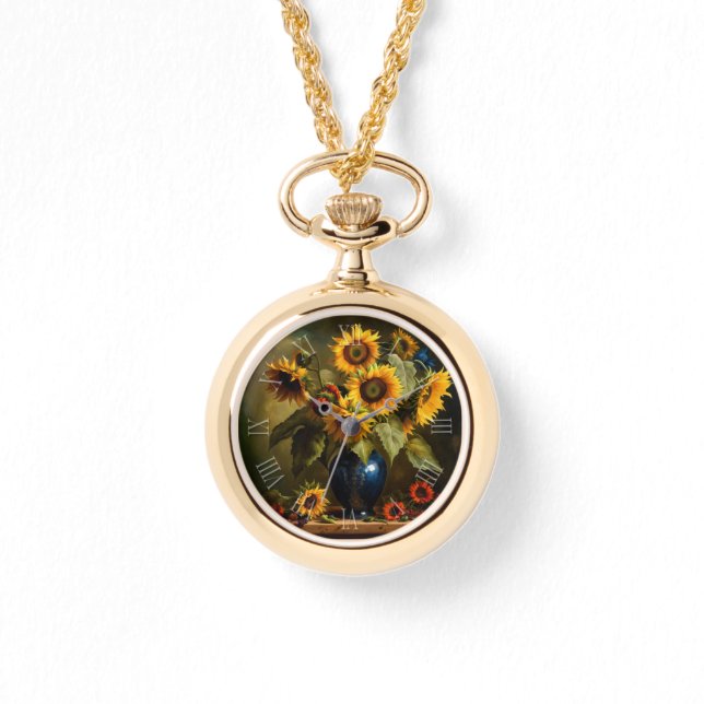 Montre Peinture vintage de tournesol botanique W (Recto)