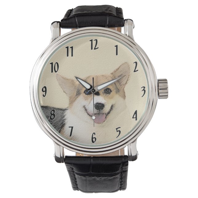 Montre Pembroke Welsh Corgi Peinture - Art Chien original (devant)
