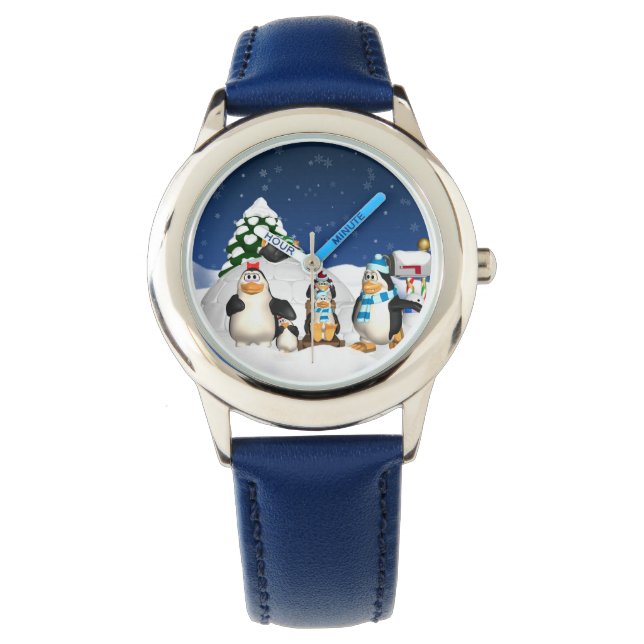 Montre Penguin Famille Vacances D'Hiver Veille Amusante P (devant)