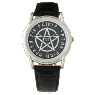 Montre Pentagone étoilé runique noir de Wiccan