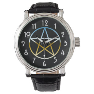 Montre Pentagramme de chrome sur le noir