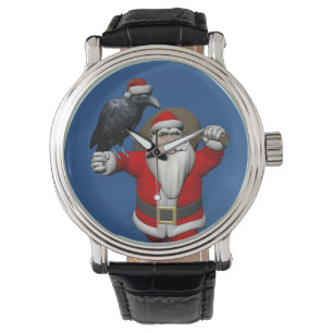 Montre Père Noël Drôle Avec Corbeau Commun