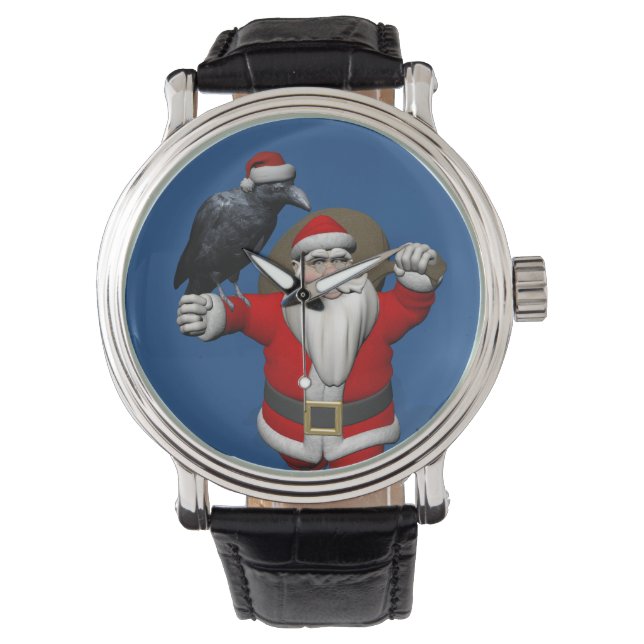 Montre Père Noël Drôle Avec Corbeau Commun (devant)