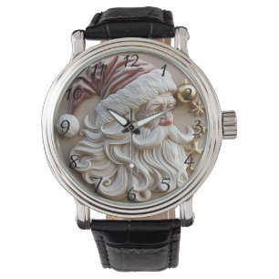 Montre Père Noël festif sculpté orné de décorations