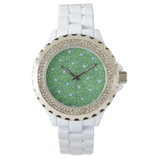 Montre Périwinkle Bleu foncé Vert champêtre Floral de sty (devant)