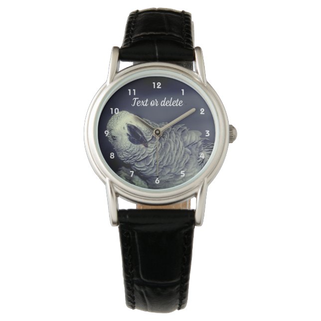 Montre Perroquet gris d'Afrique mignon oiseau Personnalis (devant)