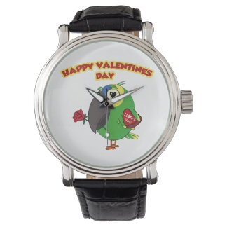 Montre perroquet Saint-Valentin heureux
