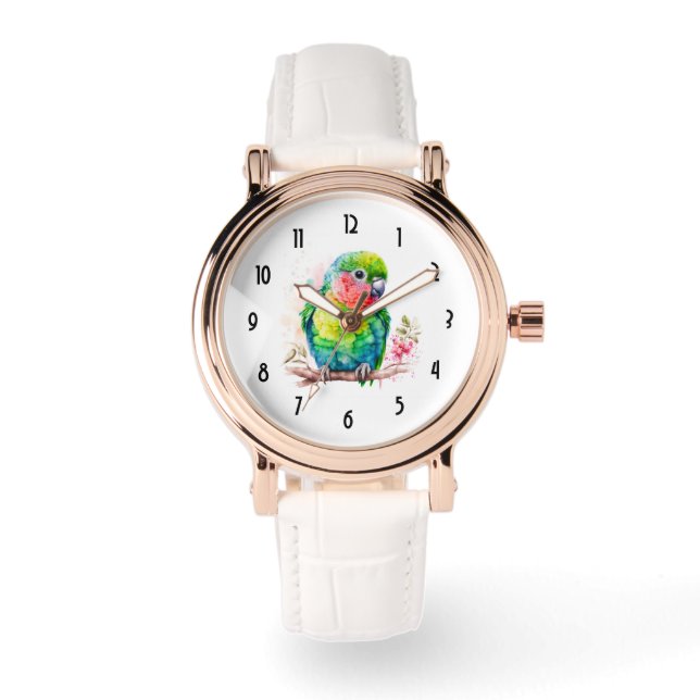 Montre Perroquet vert - Bébé mignon oiseau (Recto)
