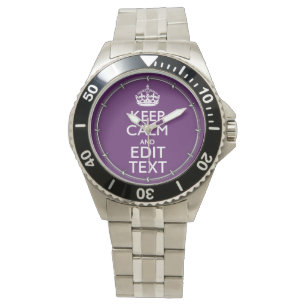 Montre Personalisé KEEP CALM Votre texte sur Décor violet