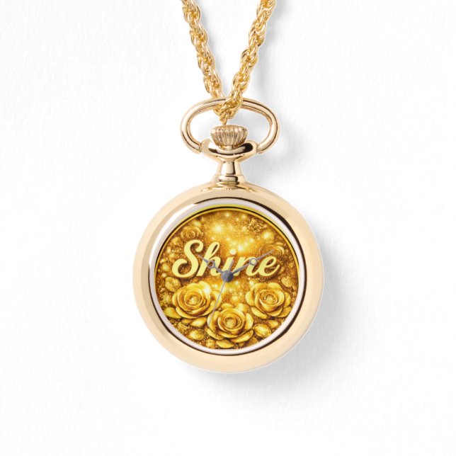 Montre Personalized Gold Floral Necklace Watch