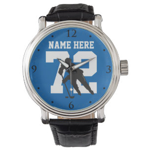 Montre Personalized Hockey Player Name Number Blue