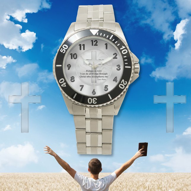 Montre Personnalisable Bible chrétienne Verse Wrist Watch (Christian Wrist Watches. Religious wrist watches are, wonderful, gifts for Pastors. Religious Watch.)