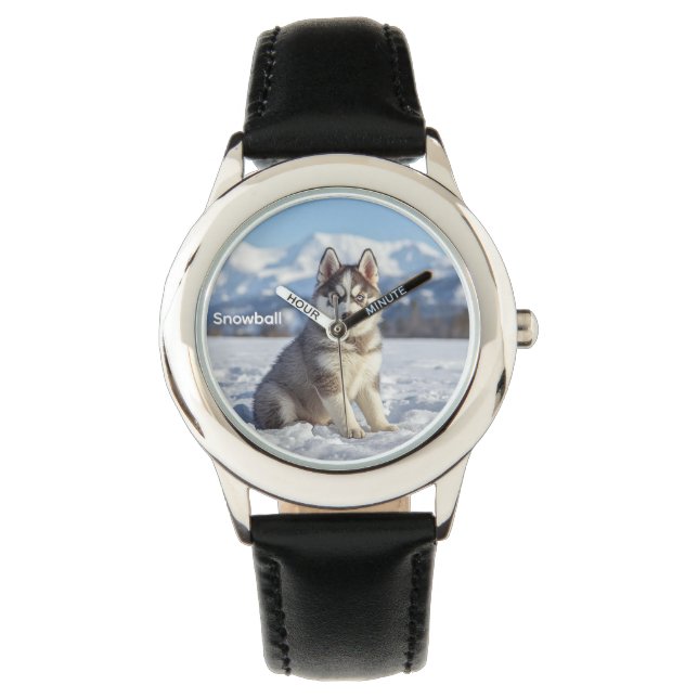 Montre Personnalisation du chien Husky de l'enfant magnif (devant)